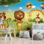 3D Look King Lion and Wild Animals Wallpaper Mural