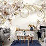 3D Look Pearl Daisy Floral Wallpaper Mural