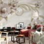 3D Look Pearl Daisy Floral Wallpaper Mural