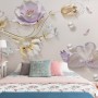 3D Embossed Look Tulip Floral with Swan Wallpaper Mural