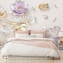 3D Embossed Look Tulip Floral with Swan Wallpaper Mural