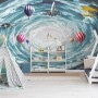 Hot Air Balloon and Airplanes on The Sky Wallpaper Mural