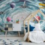 Hot Air Balloon and Airplanes on The Sky Wallpaper Mural