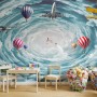 Hot Air Balloon and Airplanes on The Sky Wallpaper Mural