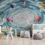 Hot Air Balloon and Airplanes on The Sky Wallpaper Mural
