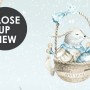 Cartoon Winterscape and Squirrels with Hot Air Balloons Wallpaper Mural