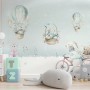 Cartoon Winterscape and Squirrels with Hot Air Balloons Wallpaper Mural
