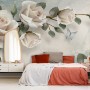 Beautiful White Roses and Butterflies Wallpaper Mural