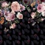 Vintage Dark Pink Flowers Wallpaper Mural