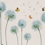 Blue Dandelion and Yellow Butterflies Wallpaper Mural