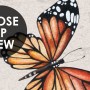 Blue Dandelion and Yellow Butterflies Wallpaper Mural