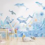 Cartoon Undersea and Whales Wallpaper Mural