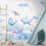 Cartoon Undersea and Whales Wallpaper Mural