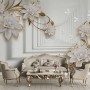 Lily Floral with Abstract Corridor Wallpaper Mural