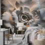 3D Embossed Look Cement Roses Wallpaper Mural