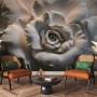 3D Embossed Look Cement Roses Wallpaper Mural