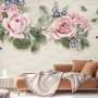 Vintage Pastel Pink Floral Wallpaper Mural