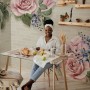 Vintage Pastel Pink Floral Wallpaper Mural