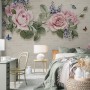 Vintage Pastel Pink Floral Wallpaper Mural