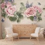 Vintage Pastel Pink Floral Wallpaper Mural