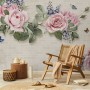 Vintage Pastel Pink Floral Wallpaper Mural