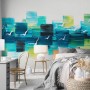 Abstract Turquoise Square Pattern Wallpaper Mural