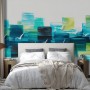 Abstract Turquoise Square Pattern Wallpaper Mural