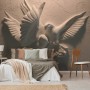 3D Embossed Look Cement Pigeons Wallpaper Mural
