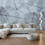 Monochrome Leaf Pattern Wallpaper Mural