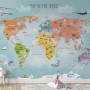 Colorful Kids World Map Wallpaper Mural