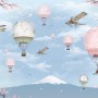 Cherry Blossom with Soft Hot Air Balloon Wallpaper Mural
