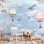 Cherry Blossom with Soft Hot Air Balloon Wallpaper Mural
