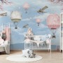 Cherry Blossom with Soft Hot Air Balloon Wallpaper Mural