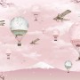 Cherry Blossom with Pink Hot Air Balloon Wallpaper Mural