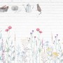 Watercolor Colorful Floral with White Brick Wall Wallpaper Mural