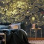 Dark Floral of Yellow Light Wallpaper Mural