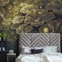 Dark Floral of Yellow Light Wallpaper Mural