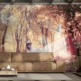 Watercolor Forest and Elk Wallpaper Mural