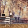 Watercolor Forest and Elk Wallpaper Mural
