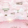 Hot Air Balloon with Pink Mountain Landscape Wallpaper Mural