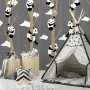 Cartoon Pandas with Tree Branches Wallpaper Mural