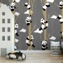 Cartoon Pandas with Tree Branches Wallpaper Mural