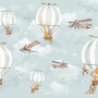 Kids Nursery Hot Air Balloon with Cartoon Animals Wallpaper Mural