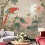 Nostalgic Peony Blossom and Parrot Wallpaper Mural