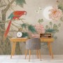 Nostalgic Peony Blossom and Parrot Wallpaper Mural