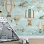 Hot Air Balloon with Animals Wallpaper Mural