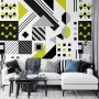 Black Yellow Geometric Shapes Wallpaper Mural