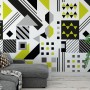 Black Yellow Geometric Shapes Wallpaper Mural