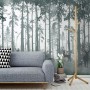 Dark Misty Forest with Horned Deer Wallpaper Mural