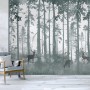 Dark Misty Forest with Horned Deer Wallpaper Mural